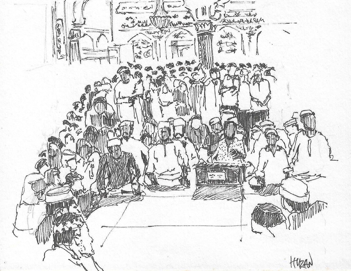 Sketch of the qawwali at Ajmer Dargah Sharif